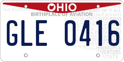 OH license plate GLE0416