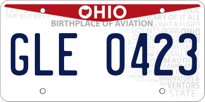 OH license plate GLE0423