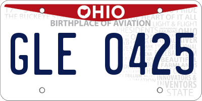 OH license plate GLE0425