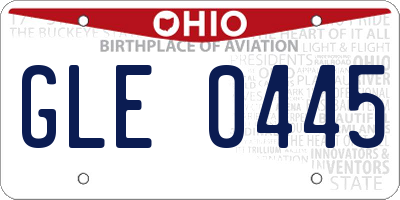 OH license plate GLE0445