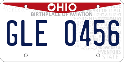 OH license plate GLE0456