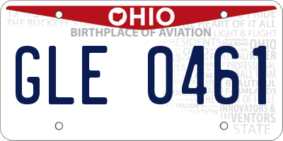 OH license plate GLE0461