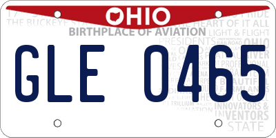 OH license plate GLE0465