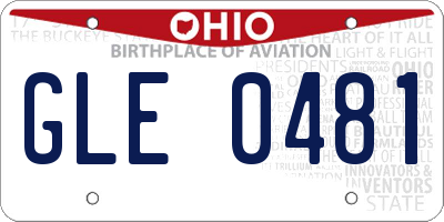 OH license plate GLE0481