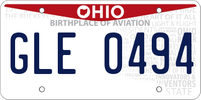 OH license plate GLE0494