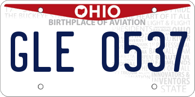 OH license plate GLE0537