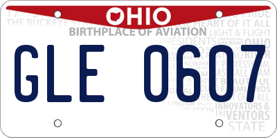 OH license plate GLE0607