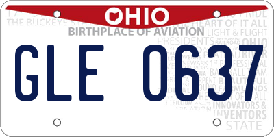 OH license plate GLE0637