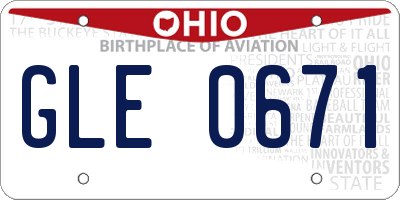 OH license plate GLE0671