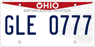 OH license plate GLE0777