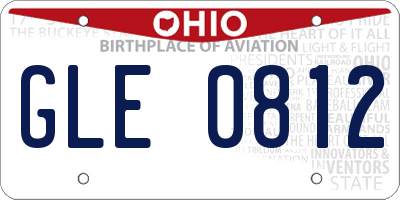 OH license plate GLE0812