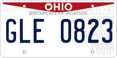 OH license plate GLE0823