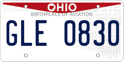 OH license plate GLE0830
