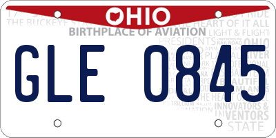 OH license plate GLE0845