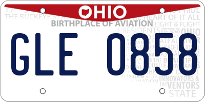 OH license plate GLE0858