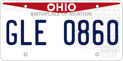 OH license plate GLE0860
