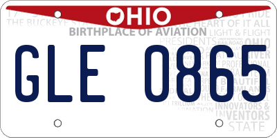 OH license plate GLE0865