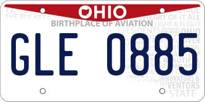 OH license plate GLE0885