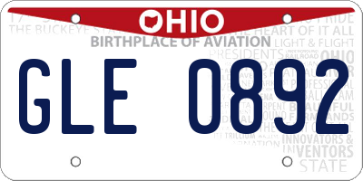 OH license plate GLE0892