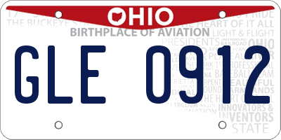 OH license plate GLE0912