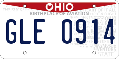 OH license plate GLE0914