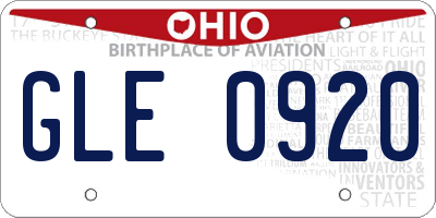 OH license plate GLE0920