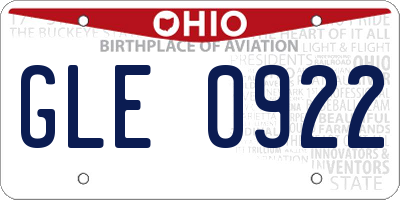 OH license plate GLE0922