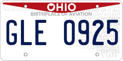 OH license plate GLE0925