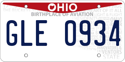 OH license plate GLE0934