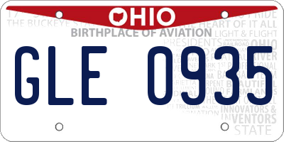 OH license plate GLE0935