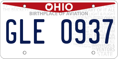 OH license plate GLE0937