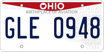 OH license plate GLE0948