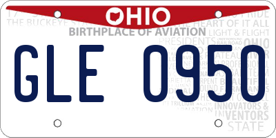 OH license plate GLE0950