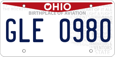 OH license plate GLE0980