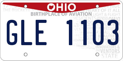 OH license plate GLE1103