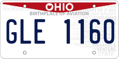 OH license plate GLE1160