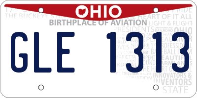 OH license plate GLE1313
