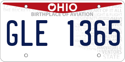 OH license plate GLE1365