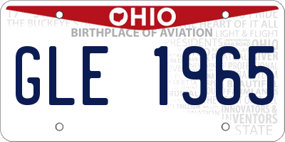 OH license plate GLE1965