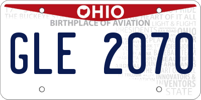 OH license plate GLE2070