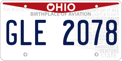 OH license plate GLE2078
