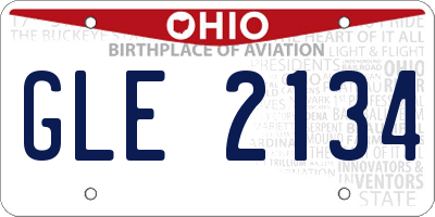 OH license plate GLE2134