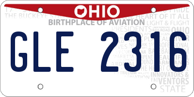 OH license plate GLE2316