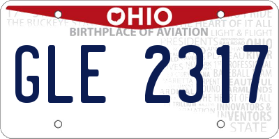 OH license plate GLE2317