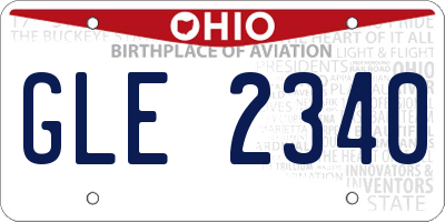 OH license plate GLE2340