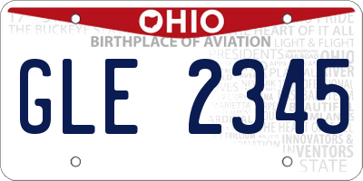 OH license plate GLE2345