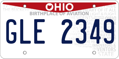 OH license plate GLE2349