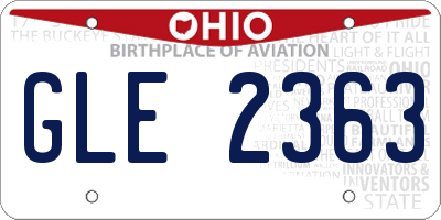 OH license plate GLE2363