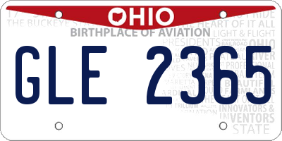 OH license plate GLE2365