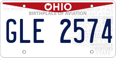 OH license plate GLE2574